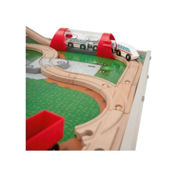 LUPILU® Holzeisenbahn Spieltisch, 100-teilig - B-Ware gut