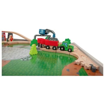 LUPILU® Holzeisenbahn Spieltisch, 100-teilig - B-Ware gut