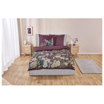 LIVARNO home Satin-Wendebettwäsche, 220 x 200 cm, 70 x 80 cm, Bordeauxrot - B-Ware sehr gut