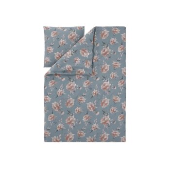 LIVARNO® Renforcé-Bettwäsche, 155 x 220 cm, Blumen/blau - B-Ware neuwertig