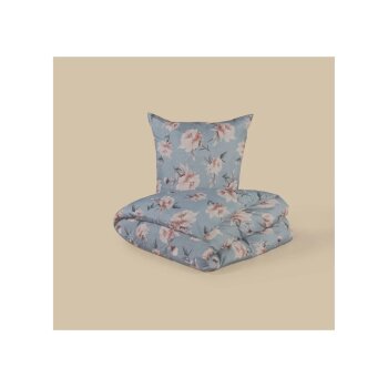LIVARNO® Renforcé-Bettwäsche, 155 x 220 cm, Blumen/blau - B-Ware neuwertig