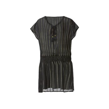 ESMARA® Damen Strandtunika mit Seitenschlitzen (schwarz/silber/gold, S(36/38)) - B-Ware neuwertig
