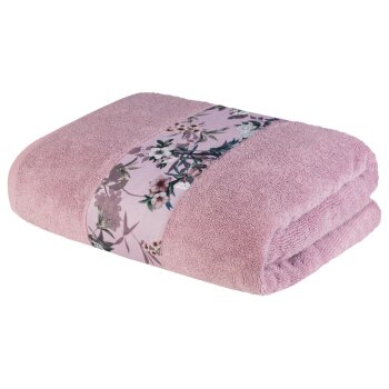 LIVARNO home Badetuch, 100 x 150 cm, rose/Bordüre - B-Ware neuwertig