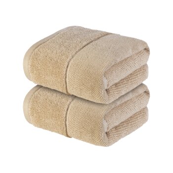 LIVARNO home Frottier-Handtücher, aus reiner Baumwolle, 50 x 100 cm, beige - B-Ware neuwertig