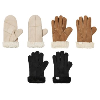 SANSIBAR Damen Lammfellhandschuhe, aus Leder - B-Ware