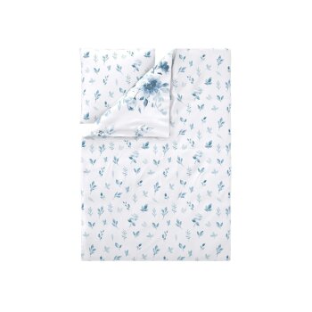 LIVARNO® Edel-Renforcé-Bettwäsche, 155 x 220 cm, weiß/blau - B-Ware neuwertig
