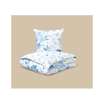 LIVARNO® Edel-Renforcé-Bettwäsche, 155 x 220 cm, weiß/blau - B-Ware neuwertig