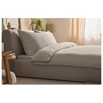 LIVARNO® Bettwäsche mit Leinenanteil, 240 x 220 cm, 70 x 90 cm, sand - B-Ware neuwertig