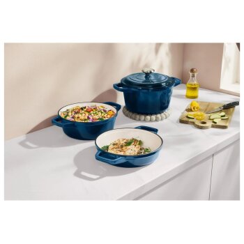 SILVERCREST® Premium-Gusseisentopf-Set, Ø 23 cm (1,9 l / 2,9 l / 4,2 l) (Dunkelblau) - B-Ware sehr gut