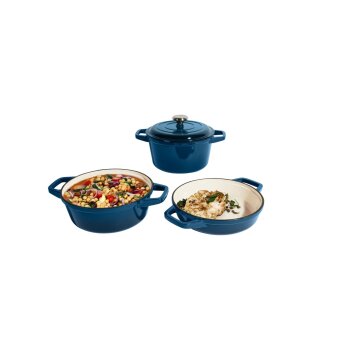 SILVERCREST® Premium-Gusseisentopf-Set, Ø 23 cm (1,9 l / 2,9 l / 4,2 l) (Dunkelblau) - B-Ware sehr gut