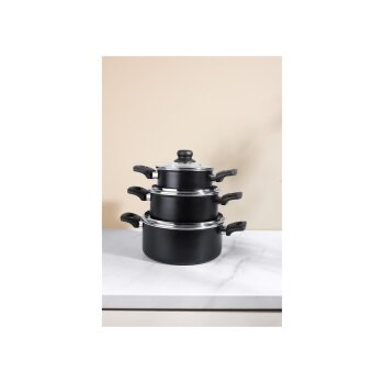 SILVERCREST® Aluminium-Topfset, 3 Töpfe mit Glasdeckeln - B-Ware sehr gut
