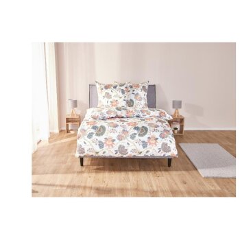 LIVARNO Home Mikrofaser-Satin-Bettwäsche, 220 x 200 cm, Blumen/weiß - B-Ware sehr gut
