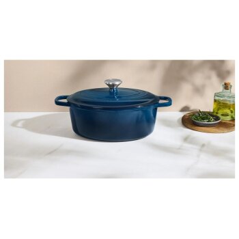 SILVERCREST® Premium-Gusseisenbräter, Ø 29 cm, blau - B-Ware neuwertig
