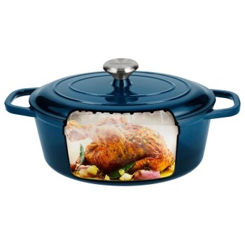SILVERCREST® Premium-Gusseisenbräter, Ø 29 cm, blau - B-Ware neuwertig