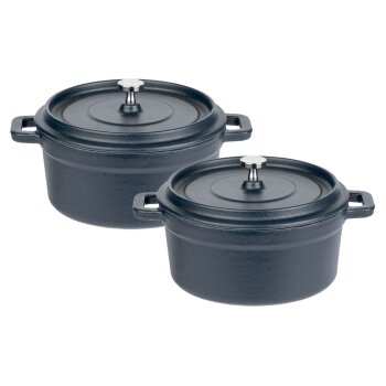 GSW Gusseisen Mini-Serviertöpfe, 2er Set (blau) -...