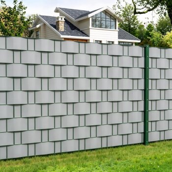 Ribelli Sichtschutzstreifen, mit Lederstruktur, 26 m - 750 g/m², hellgrau - B-Ware sehr gut
