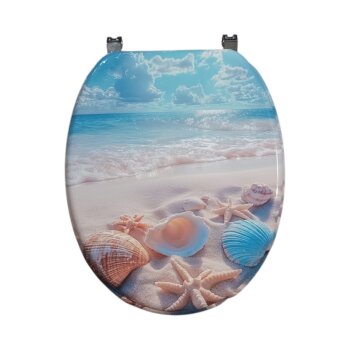 Ribelli Toilettendeckel, O-Form, Absenkautomatik, Strandmuschel - B-Ware neuwertig