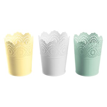 LIVARNO HOME Blumentöpfe Nostalgie, für innen und außen (3er Set rund klein grün/gelb) - B-Ware neuwertig