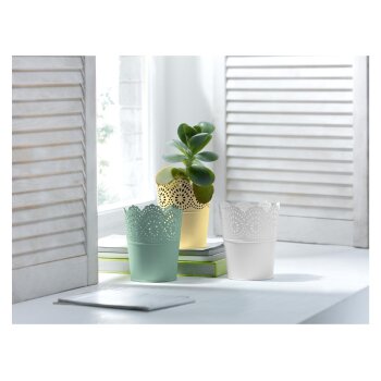 LIVARNO HOME Blumentöpfe Nostalgie, für innen und außen (3er Set rund klein grün/gelb) - B-Ware neuwertig