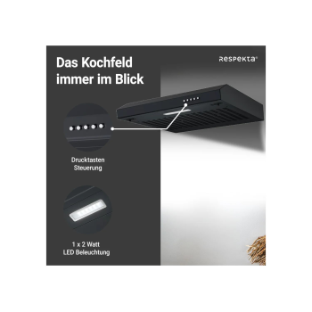 respekta Unterbauhaube ohne Glasschrim, 60 cm, schwarz - B-Ware sehr gut