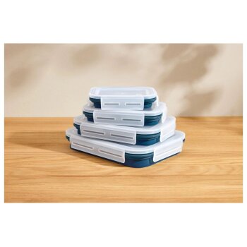 SILVERCREST® Frischhaltedosen-Sets mit Klickverschluss Silikon (Rechteck 4tlg.) - B-Ware neuwertig