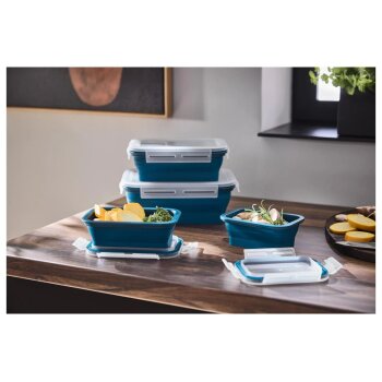 SILVERCREST® Frischhaltedosen-Sets mit Klickverschluss Silikon (Rechteck 4tlg.) - B-Ware neuwertig