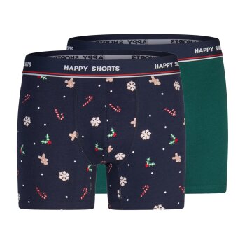 Happy Shorts Boxershorts, 2er-Pack, XL, grün/blau -...