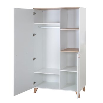 roba Kleiderschrank Leon, 2-türig, Weiß / Othello Eiche - B-Ware sehr gut