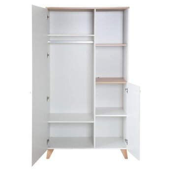 roba Kleiderschrank Leon, 2-türig, Weiß / Othello Eiche - B-Ware sehr gut