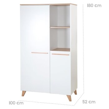 roba Kleiderschrank Leon, 2-türig, Weiß / Othello Eiche - B-Ware sehr gut