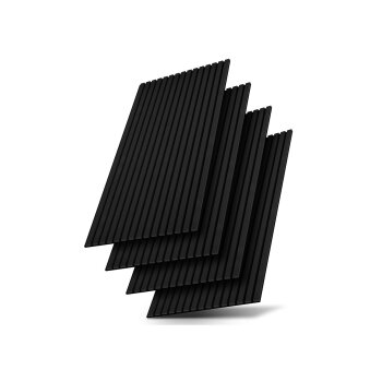 JUSKYS Wandpaneele Akustik 4er Set (120x60 cm, Schwarz) -...