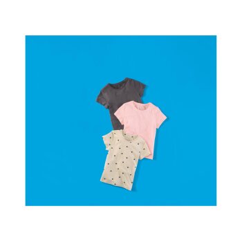 LUPILU® Kleinkinder T-Shirts, 3 Stück, aus reiner Baumwolle (hellrosa/beige/dunkelgrau, 110/116) - B-Ware neuwertig