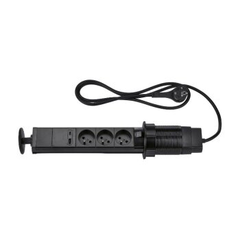 TRONIC Tischsteckdosenleiste 3-Fach, schwarz - B-Ware neuwertig