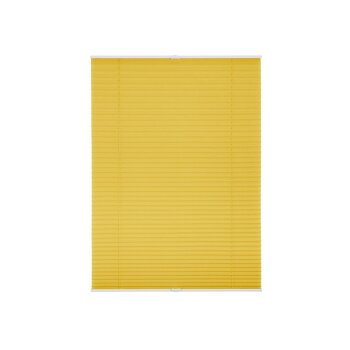 Lichtblick Klemmfix Plissee, stufenloses Einstellen, blickdicht, Montage ohne Bohren, 130 cm, 85 cm, Gelb - B-Ware neuwertig