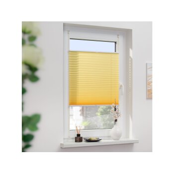 Lichtblick Klemmfix Plissee, stufenloses Einstellen, blickdicht, Montage ohne Bohren, 130 cm, 85 cm, Gelb - B-Ware neuwertig