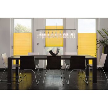 Lichtblick Klemmfix Plissee, stufenloses Einstellen, blickdicht, Montage ohne Bohren, 130 cm, 85 cm, Gelb - B-Ware neuwertig