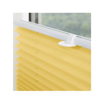 Lichtblick Klemmfix Plissee, stufenloses Einstellen, blickdicht, Montage ohne Bohren, 130 cm, 85 cm, Gelb - B-Ware neuwertig