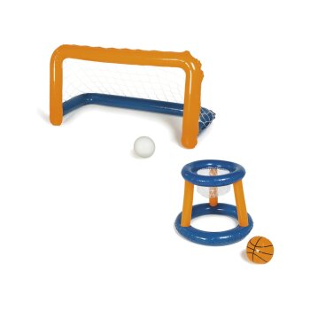 CRIVIT Aufblasbares Pool-Volleyballnetz/Tor-und-Korb-Set...