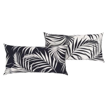 LIVARNO HOME Edel-Renforcé-Kissenbezüge, 2 Stück, 40 cm x 80 cm (Palmen) - B-Ware neuwertig