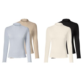 ESMARA® Damen Gerippte Langarmshirts, 2 Stück -...