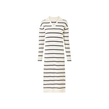 ESMARA® Damen Kleid, aus weicher Feinstrick-Qualität (beige/navy/Streifen, L(44/46)) - B-Ware neuwertig