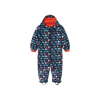 LUPILU® Baby Schneeoverall, dreiteilige Kapuze mit Gummizug (marine/gemustert, 86) - B-Ware neuwertig