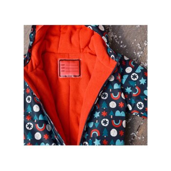 LUPILU® Baby Schneeoverall, dreiteilige Kapuze mit Gummizug (marine/gemustert, 86) - B-Ware neuwertig