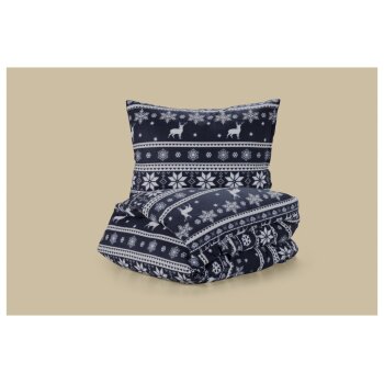 LIVARNO® Fleece-Bettwäsche, 140 x 200 cm, 70 x 90 cm dunkelblau/weiß - B-Ware sehr gut