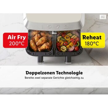 SILVERCREST® Doppelzonen-Heißluftfritteuse »Retro 1973 - SHFDDR 2600 C2« - B-Ware sehr gut