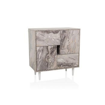 HJH LIVING Sideboard / Kommode LYKKJA (weiß/marmor)...