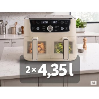 SILVERCREST® Doppelzonen-Heißluftfritteuse »Retro 1973 - SHFDDR 2600 C2« - B-Ware neuwertig