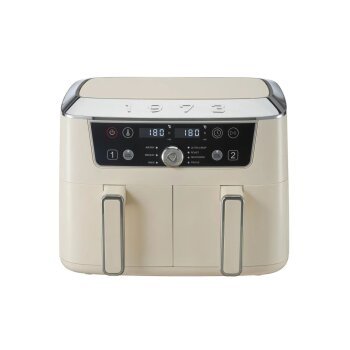 SILVERCREST® Doppelzonen-Heißluftfritteuse Retro 1973 - SHFDDR 2600 C2, beige - B-Ware neuwertig