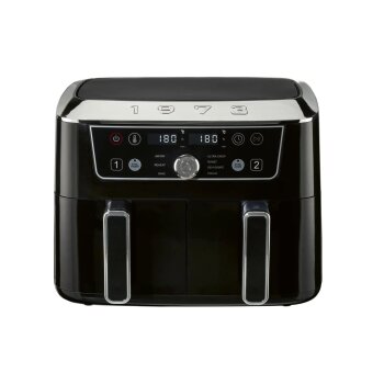 SILVERCREST® Doppelzonen-Heißluftfritteuse Retro 1973 - SHFDDR 2600 C2, schwarz - B-Ware neuwertig