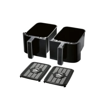 SILVERCREST® Doppelzonen-Heißluftfritteuse Retro 1973 - SHFDDR 2600 C2, schwarz - B-Ware neuwertig